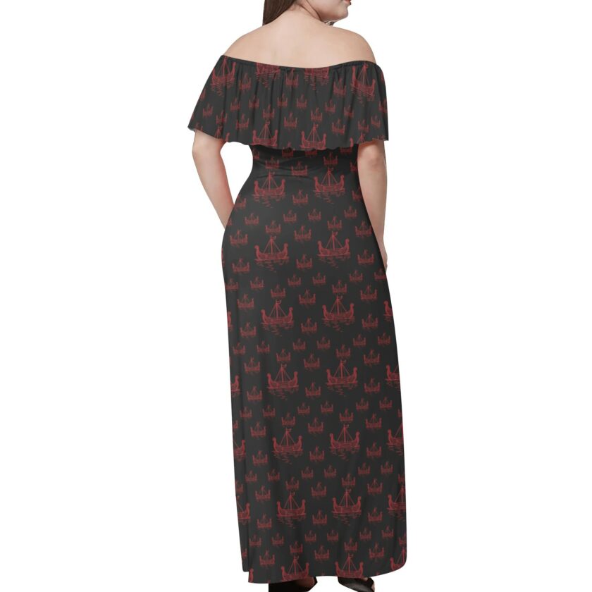 Nordic Viking - Women's Off The Shoulder Wrap Long Dress - Image 2